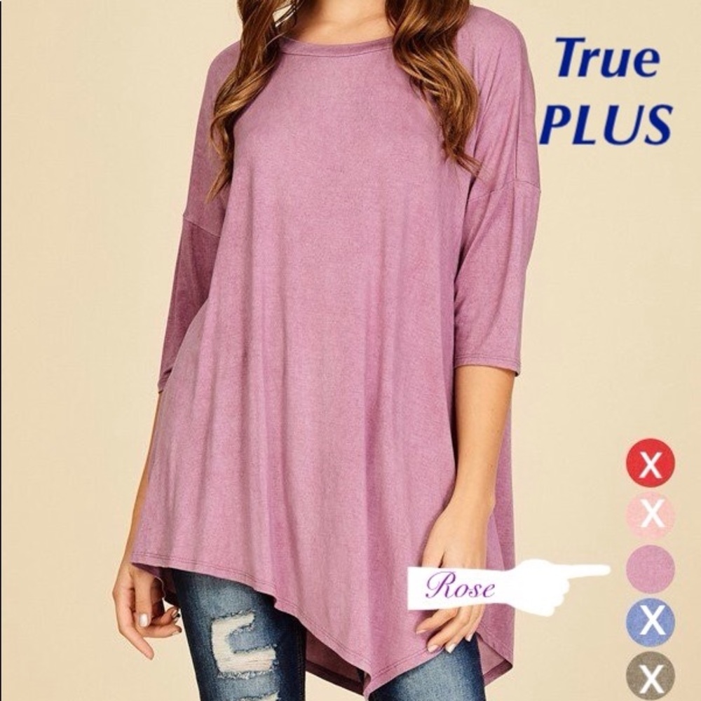 SALE! PLUS Rose distressed mineral wash tunic